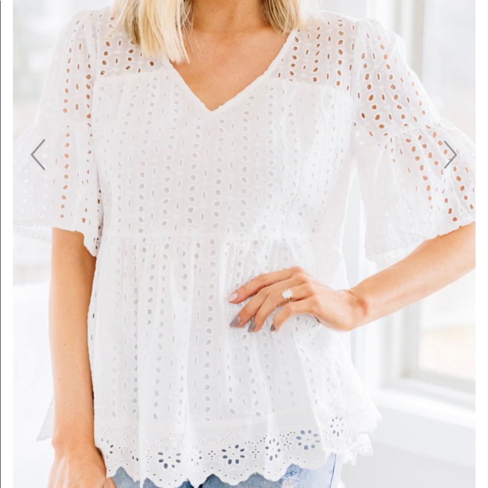 White Eyelet Babydoll Top